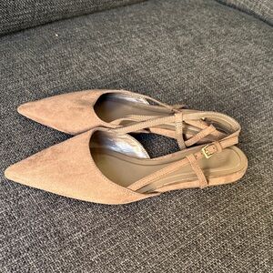 H&M Size 8 Elegant Tan Faux Suede Slingback Women's Flats